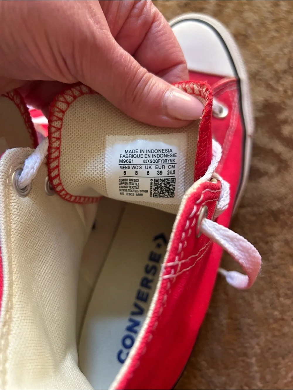Converse Red Canvas High-Top Sneakers with White Accents - Picture 7 of 8